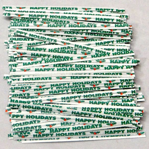 Free Ship!  Happy Holiday Twist Ties - Assorted Quantities! Free  TTP-14