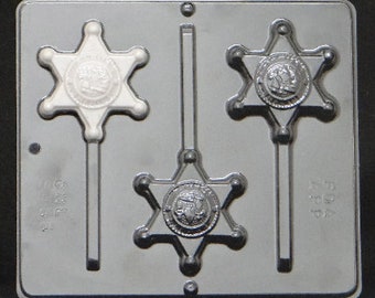 Sheriff Badge Lollipop Chocolate Candy Mold 3455