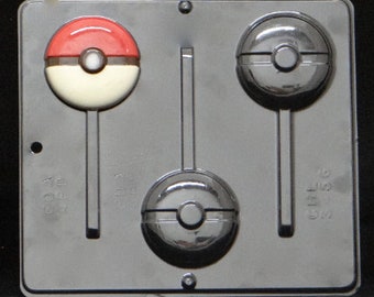 Poke mon Lollipop Chocolate Candy Mold 3456 Poke ball Mold