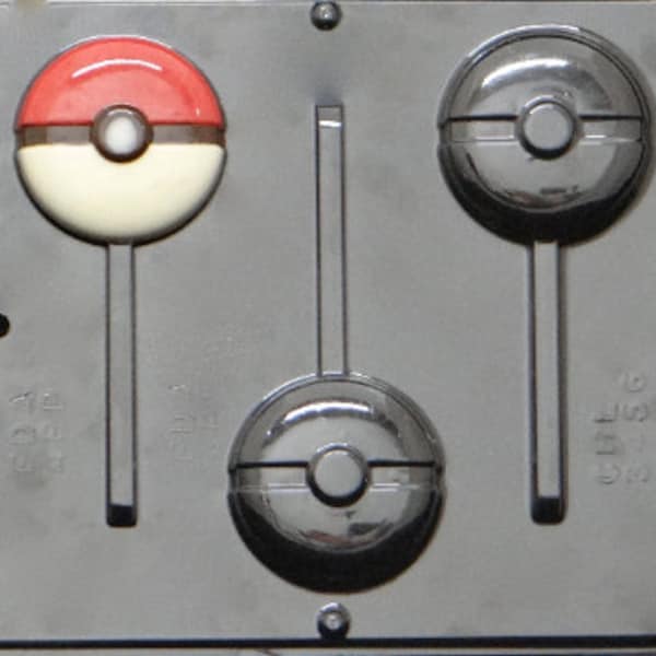 Poke mon Lollipop Chocolate Candy Mold 3456 Poke ball Mold