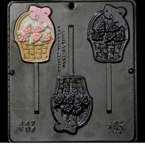 Flower Basket Lollipop Chocolate Candy Mold 287