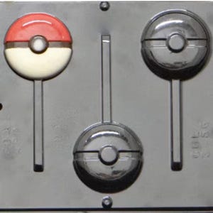 Poke mon Lollipop Chocolate Candy Mold 3456 Poke ball Mold