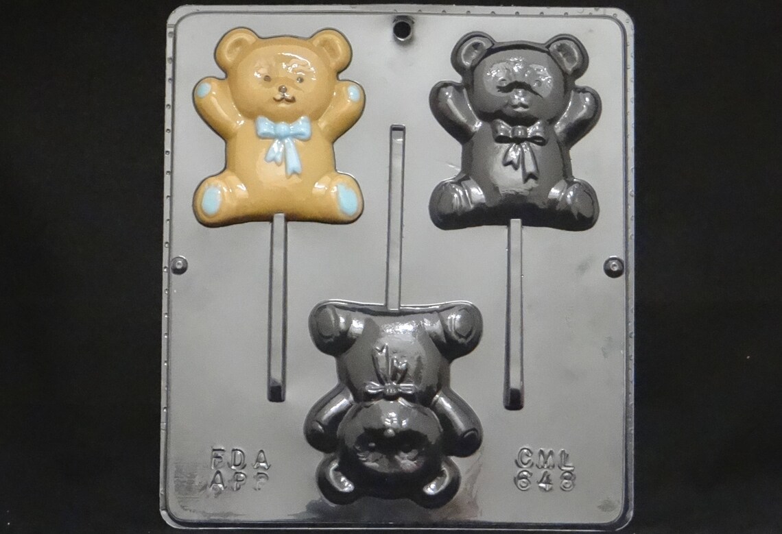 Teddy Bear Lollipop Chocolate Candy Mold Baby Shower 648 Etsy
