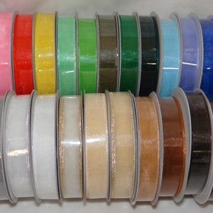 Sheer Organza Ribbon 5/8 25 Yards (75 Feet) 24 Assorted Colors Great ...