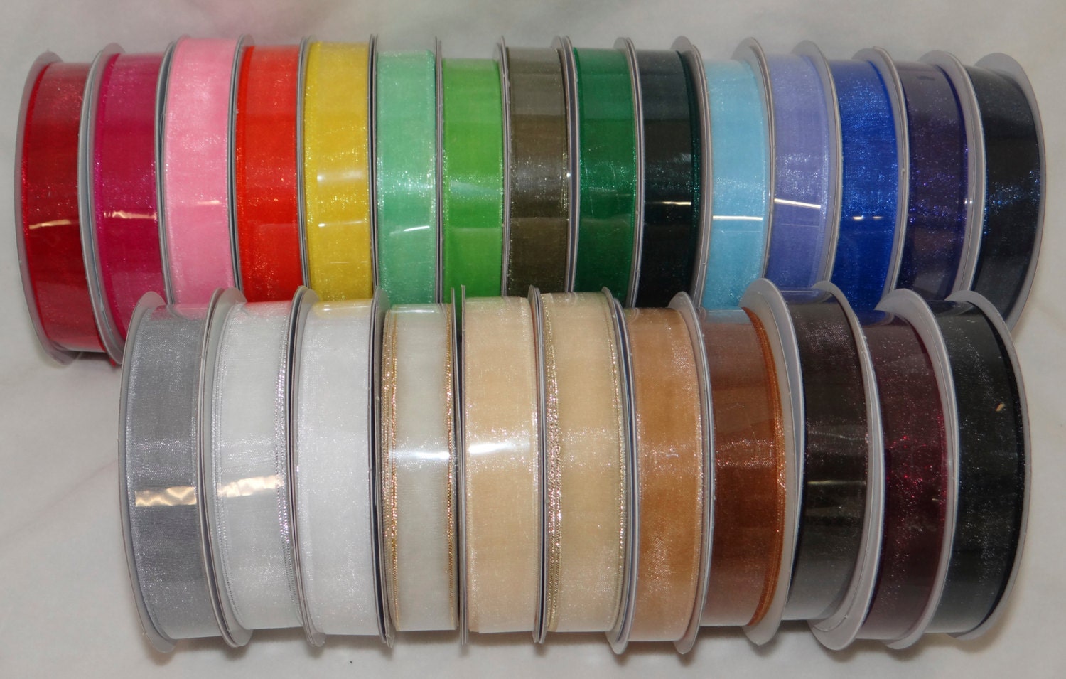 Organce Translucent Ribbon Sheer Organza Ribbon 5/8 25 Yards (75 Feet) 24 Assorted Colors Great ...
