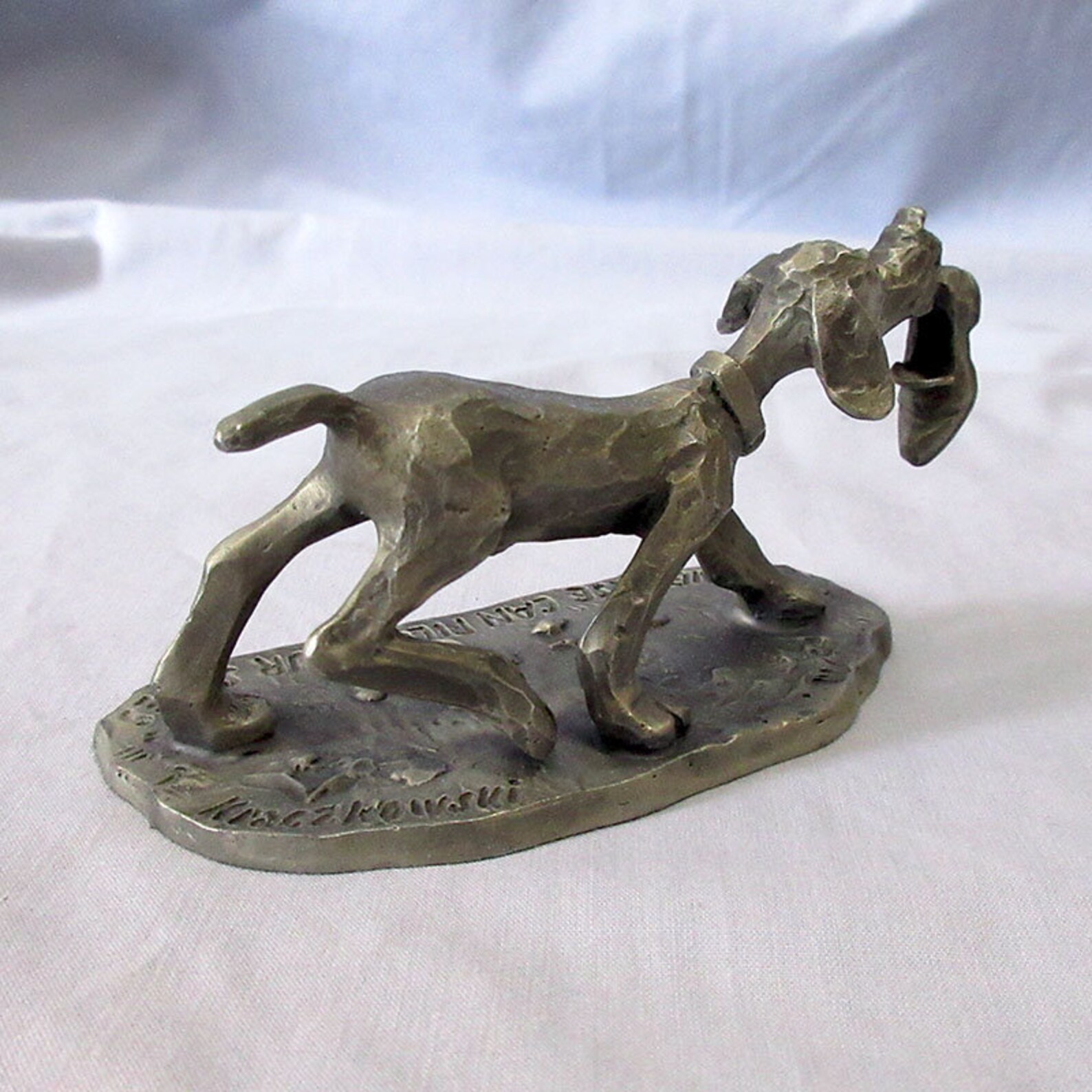 FREE SHIPPING Vintage Pewter DOG Figurine by P. Kraczkowski Etsy