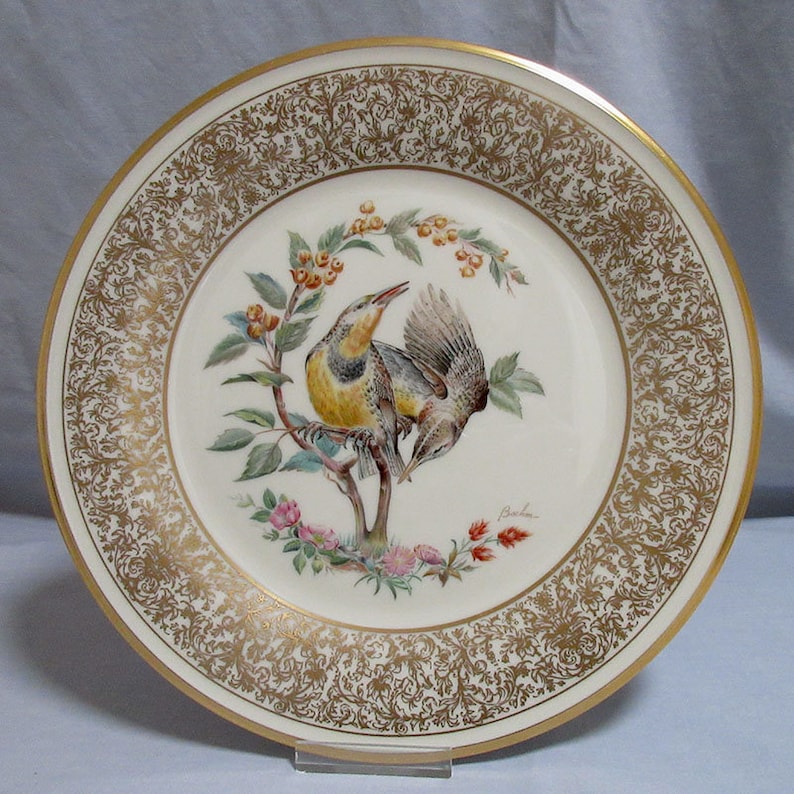 Lenox Boehm Service Plate Birds Series Meadowlarks 1973 Etsy