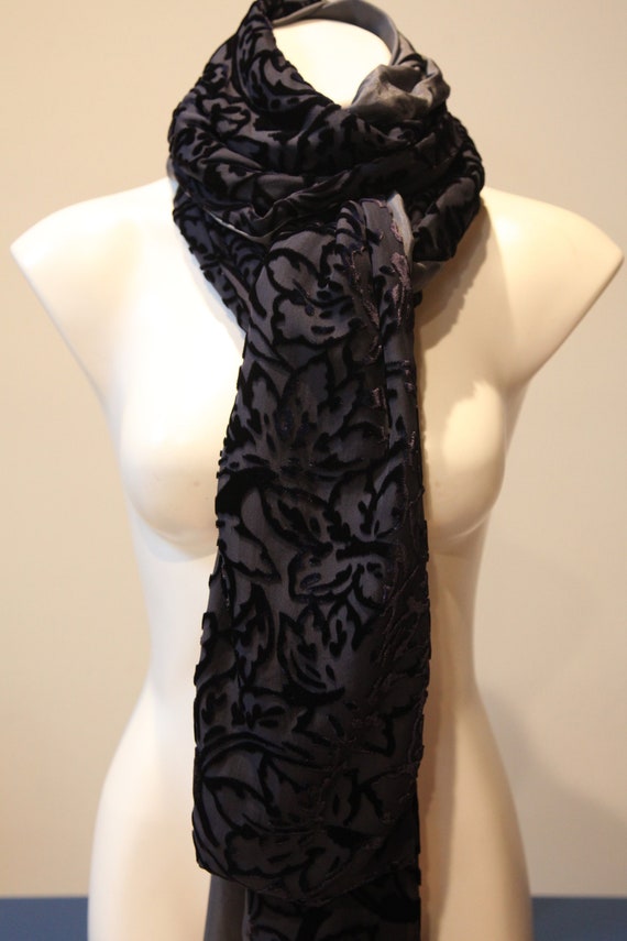 Gorgeous Vintage Flocked Velvet Wrap Shawl or scar