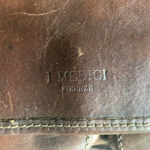 Vintage Umhängetasche MEDICI Satchel aus Leder mit Messingbesatz Bild 4