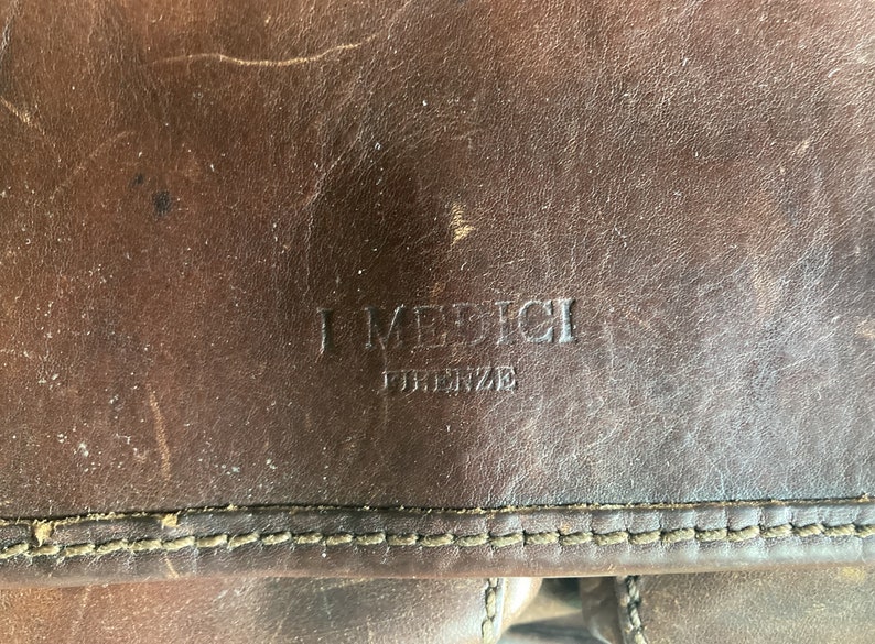 Vintage Leather MEDICI Satchel-Vintage Messenger Bag with Brass image 4