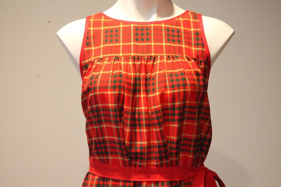 Vintage MOD GUDULE Brand 1960s Plaid Apron Dress - image 4