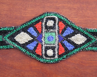 Gorgeous Antique Art Deco Flapper Handmade Beaded Belt-Vintage 1920's Textile