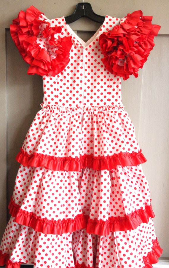 Girls Vintage Party Dress-Flamenco Style Ruffle P… - image 1