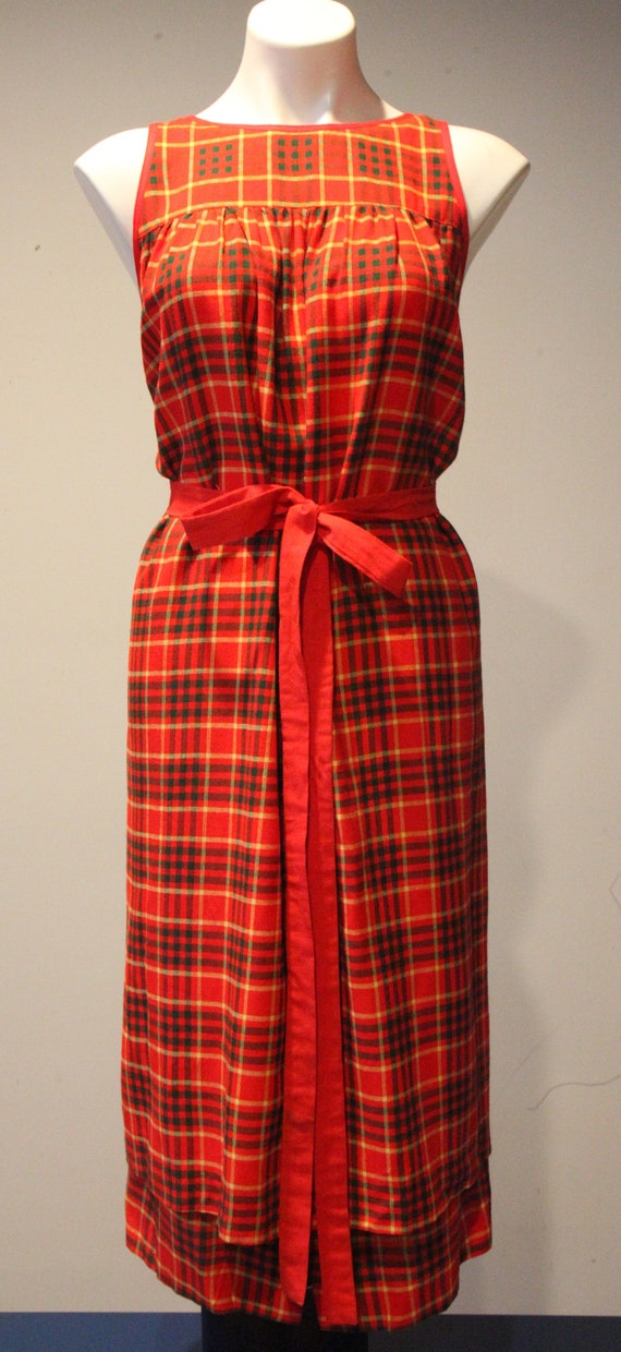 Vintage MOD GUDULE Brand 1960s Plaid Apron Dress - image 3