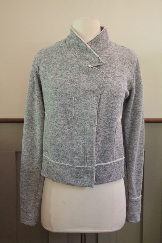 Motorcycle Jacket Style Knit Sweatshirt in Heathe… - image 3