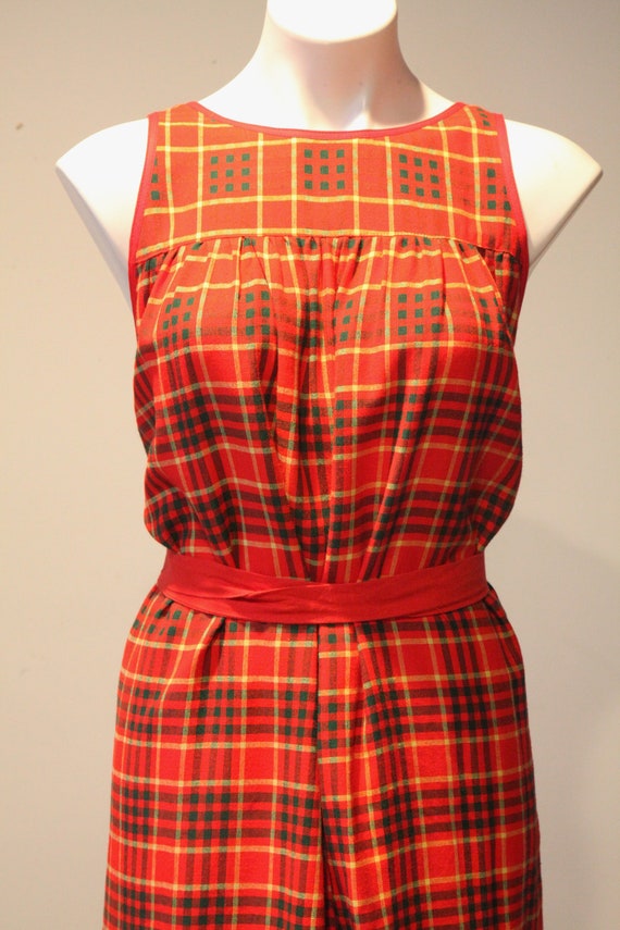 Vintage MOD GUDULE Brand 1960s Plaid Apron Dress - image 5