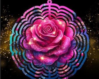 Sublimatieontwerpen glitterroos windspinner: png-bundel met bloemen (digitale download)