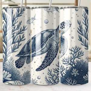 Sea Turtle Tumbler Wrap, Marine Life Sublimation Design, Ocean Tumbler PNG, Nautical Tumbler Wrap, Sea Animal Digital Download