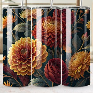 Chrysanthemum Tumbler Wrap, Floral Tumbler Design, Rose Sublimation PNG, Flower Tumbler Wrap, 20 oz Skinny Tumbler, Digital Download