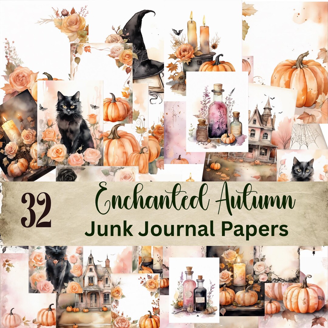 Shabby Chic Halloween Junk Journal Kit – Pastel Spooky Digital Papers ...