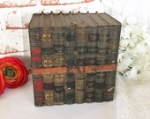 Rare Antique 1901 quot Literature quot Books Tin Litho Box, Vintage Huntley Palmers Biscuit Advertising, Bound bundle set, Decorative, Figural