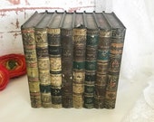 Rare Antique 1901 quot Literature quot Books Tin Litho Box, Vintage Huntley Palmers Biscuit Advertising, Bound bundle set, Decorative, Figural