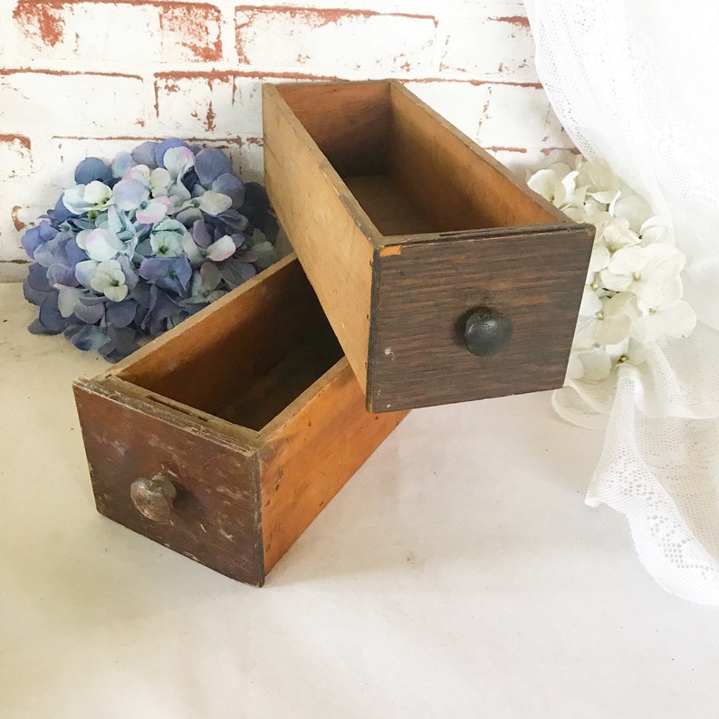 Antique Rustic Wood Drawer Vintage Sewing Bin Box Shadowbox Etsy