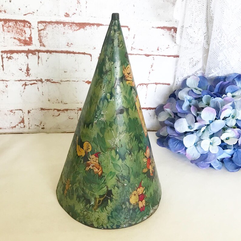 retro Rare Antique Fairy Tree Tin Litho Money Box Mabel Lucy Attwell Vintage Bank William Crawford Biscuit canister rustic primitive