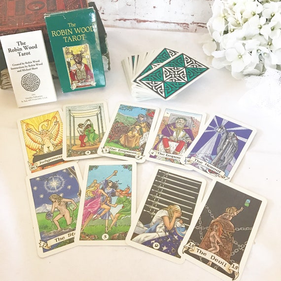 Vintage Robin Wood Tarot Cards Deck Fortune Telling Cards Astrological Book Halloween Games Playing Cards Astrology Collectab - 