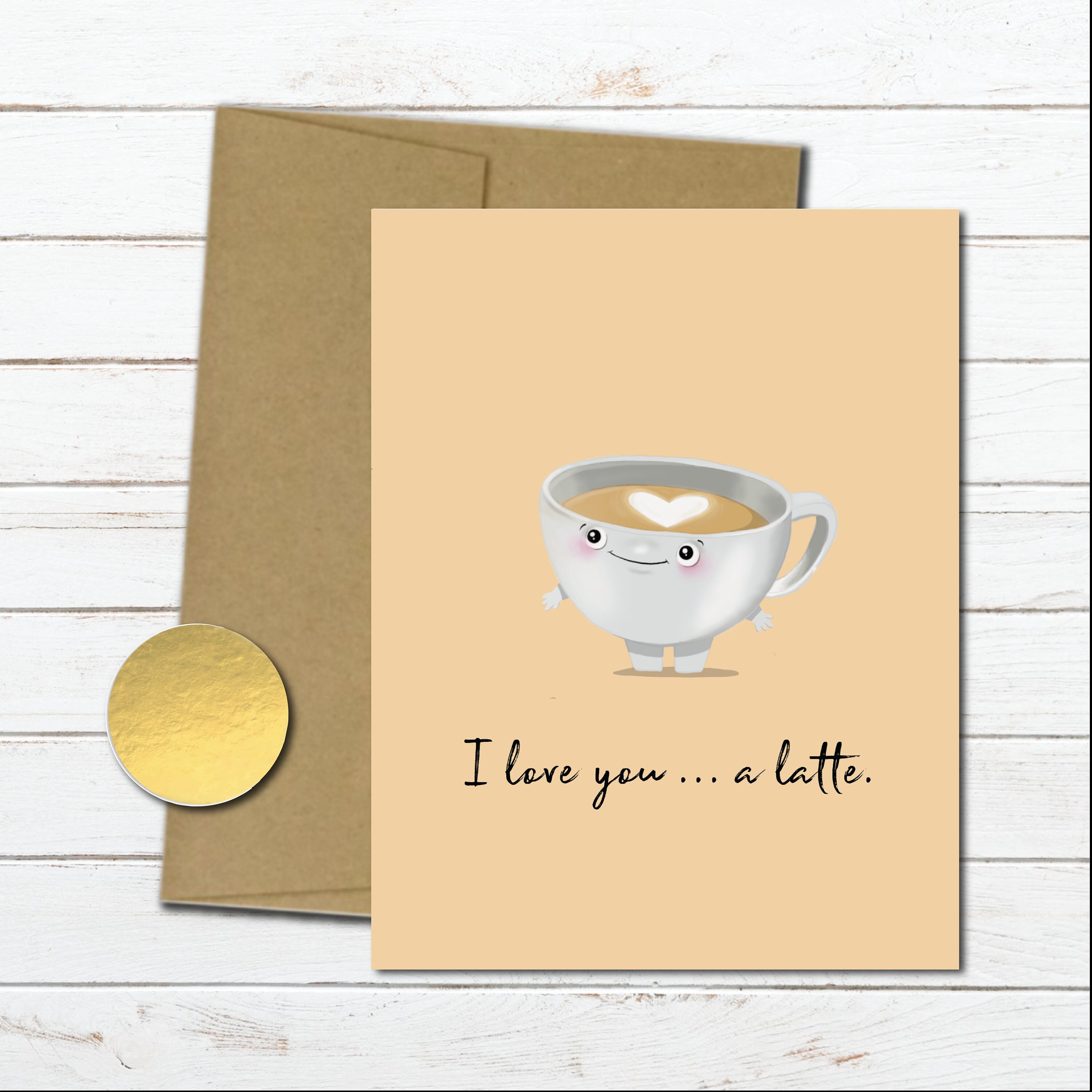 Latte valentines card for wife husband cute anniversary ...