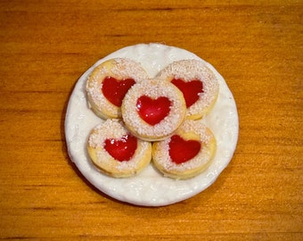 Dollhouse Miniature Heart Linzer Cookies - 1:12 Scale Polymer Clay Food