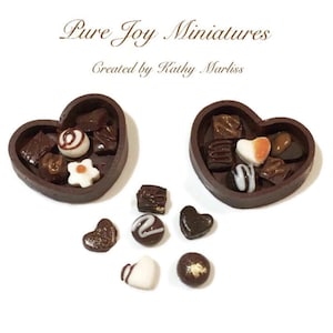 Puppenhaus Miniatur Herz Valentine Pralinenschachtel - Artisan Chocolates - Miniaturlebensmittel 12