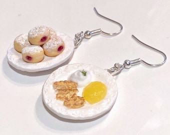 Hanukkah Earrings - Polymer Clay latkes and sufganiyot (jelly donuts) - Judaic Jewelry