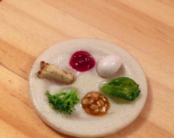 Dollhouse Miniature Seder Plate for Passover - 12th scale Jewish miniature