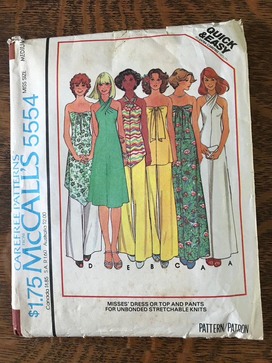 McCalls 5554 Vintage Pattern Medium 1970's Etsy