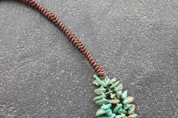 Three Strand Turquoise Nugget Necklace  #LV-7 - image 3