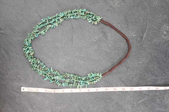 Three Strand Turquoise Nugget Necklace  #LV-7 - image 5
