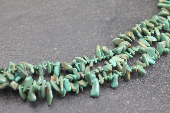 Three Strand Turquoise Nugget Necklace  #LV-7 - image 4