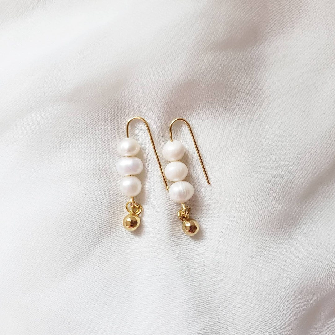 Pearl Dangle Earrings Gold Pearl Earrings Pearl Earrings - Etsy