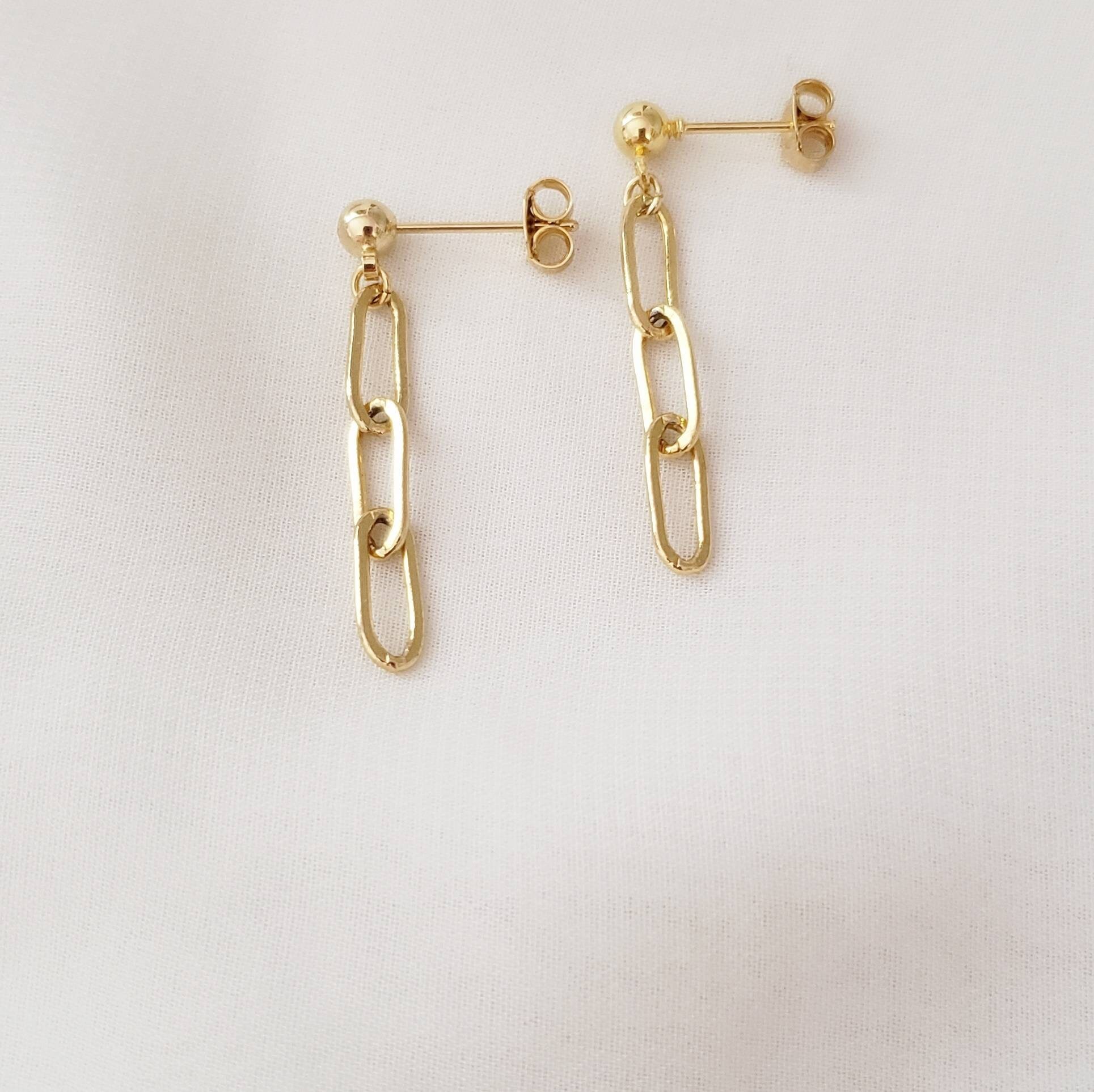 Link Earrings Gold Link Earrings Link Chain Earrings | Etsy
