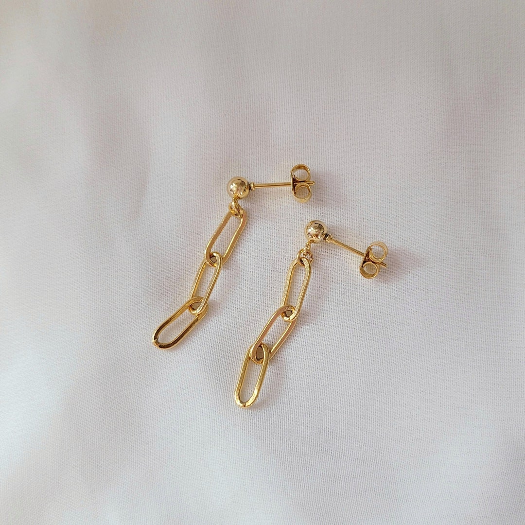 Link Earrings Gold Link Earrings Link Chain Earrings - Etsy