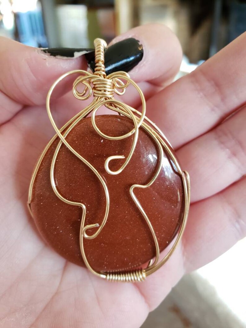 Goldstone Wire Wrapped Pendant