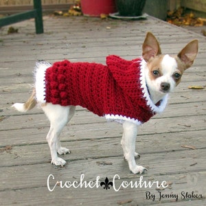 Hooded Dog Sweater PATTERN, Crochet Dog Hoodie, Dog Coat 2 Sizes XS S, Extra Small, Small Holiday Hoodie Pattern image 1