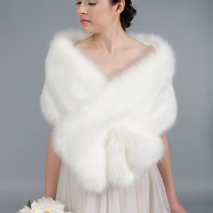 Ivory faux fur wrap faux fur shawl faux fur shrug made of high quality imitation fur