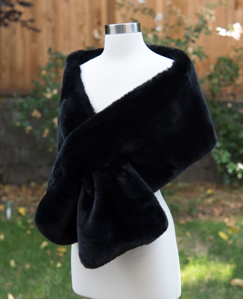 Black Faux Fur Wrap Faux Fur Shawl Faux Fur Shrug Made of Etsy