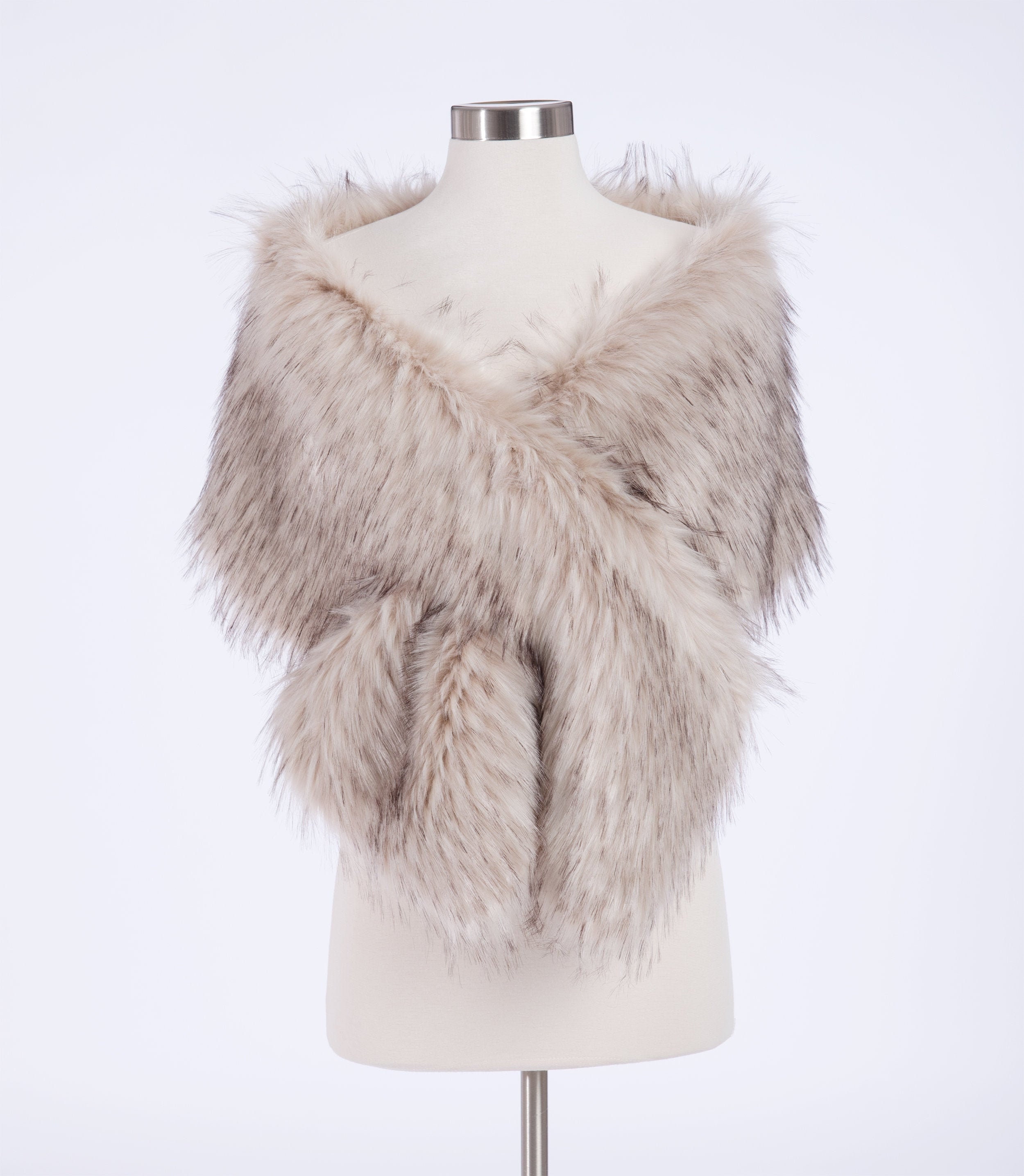 blush faux fur shawl