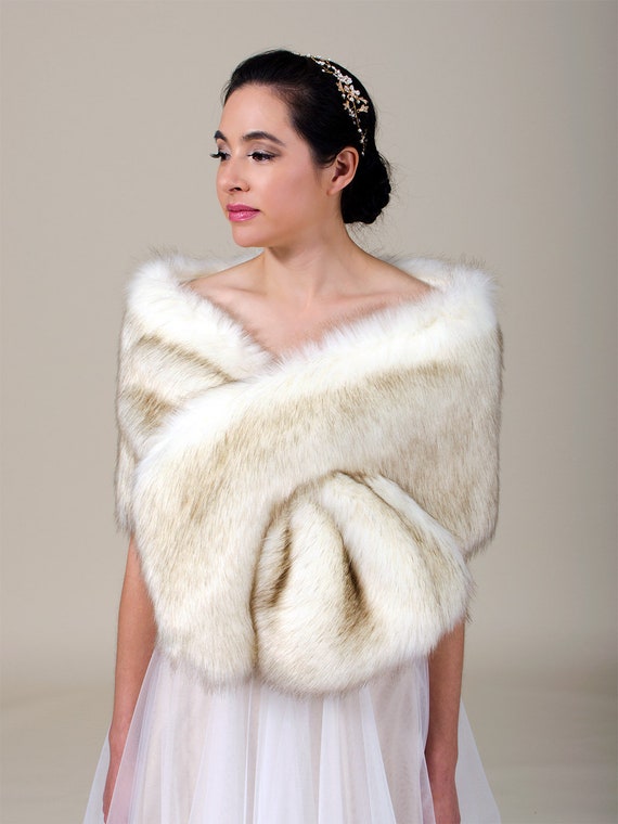 ivory faux fur shawl