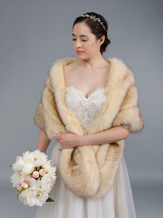 champagne faux fur wrap