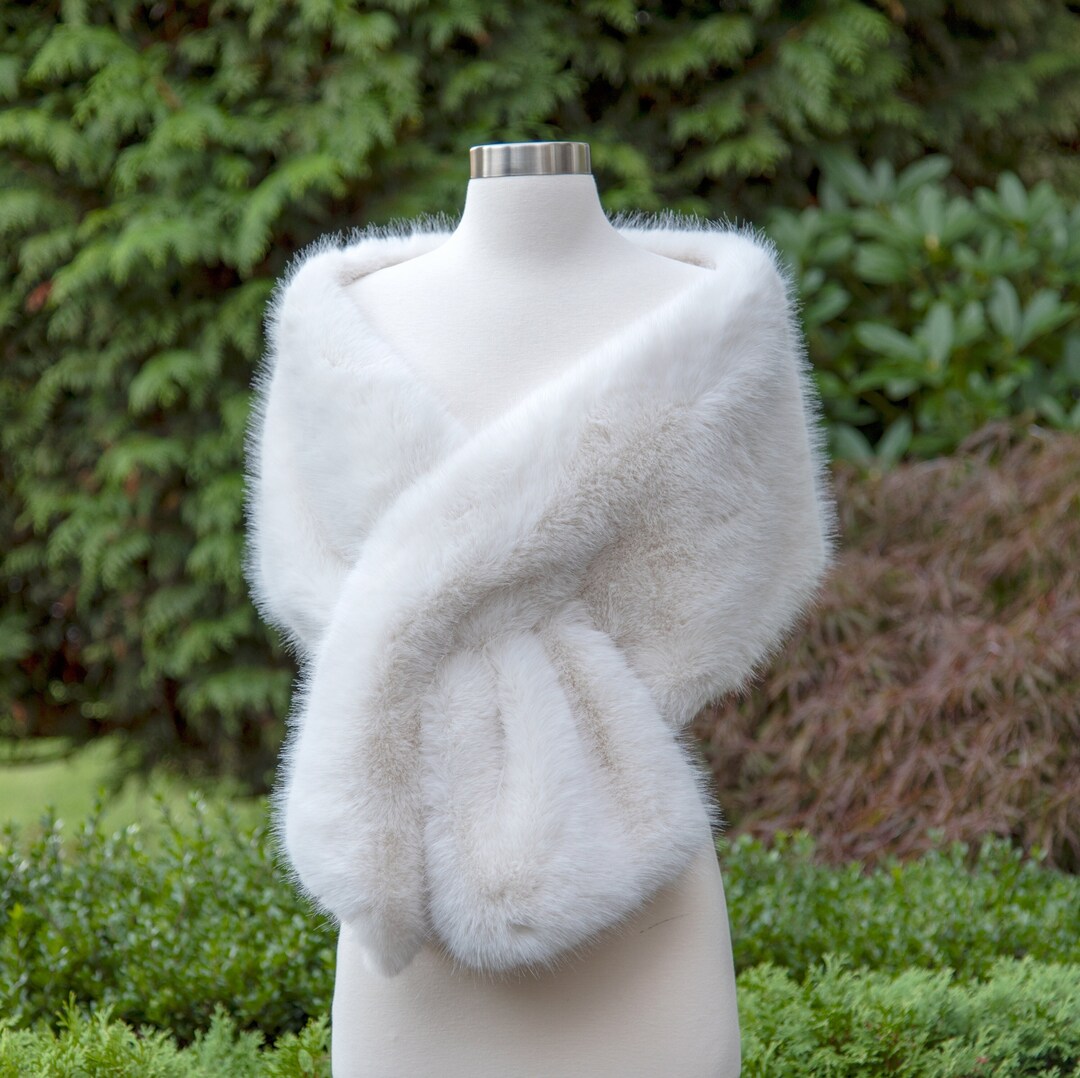 faux fur ivory shawl