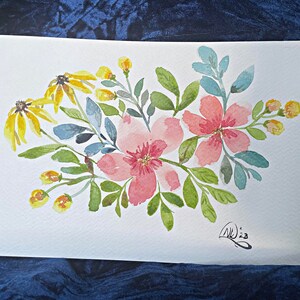 Floral Watercolor Painting, Original Artwork, 6X9 inch unframed botanical painting, Garden Flowers